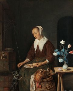 Vrouw die eet, bekend als 