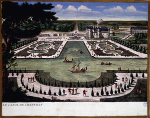 Kanaal van het domein van Chantilly - gravure door Perelle door Gabriel Perelle
