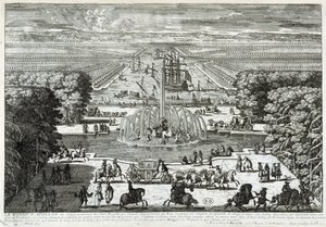Het Apollobassin in de tuinen van het kasteel van Versailles door Gabriel Perelle