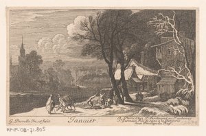 Titelprent met landschap in de maand januari