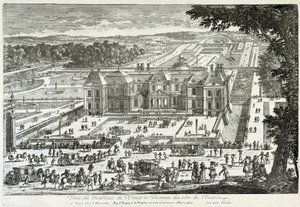 Uitzicht op het kasteel van Vaux Le Visomte vanaf de ingangszijde - door Perelle, eind 17e eeuw door Gabriel Perelle