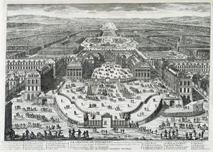 Uitzicht op de erehof van het Kasteel van Versailles door Gabriel Perelle