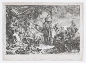Laban zoekt zijn huisgoden, ca. 1753 door Gabriel de Saint Aubin