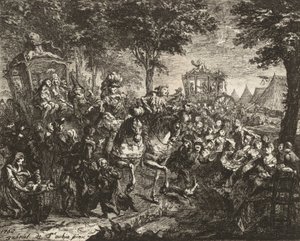 Uitzicht op de kermis van Beson door Gabriel de Saint Aubin