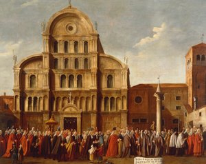 Italië, Veneto, Venetië, Doge van Venetië bij de kerk van San Zaccaria door Gabriele Bella