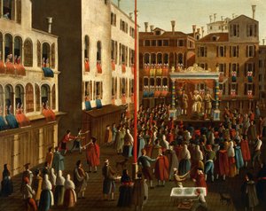 Italië, Veneto, Venetië, Kermis op Campo San Luca door Gabriele Bella