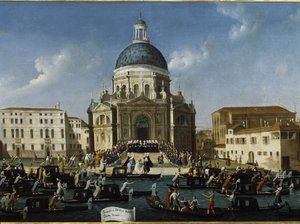 Het huwelijk van een adellijke dame in Santa Maria della Salute door Gabriele Bella