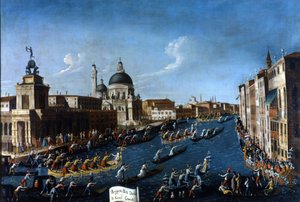 Venetië de vrouwenregatta op het Canal Grande. Schilderij door Gabriel Bella. Tweede helft van de 18e eeuw. Venetië Raccolta Querini - Stampalia door Gabriele Bella