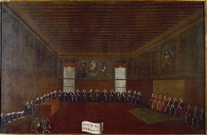 Uitzicht op de kamer van de Criminele Quarantaine, Hooggerechtshof of Raad van de Veertig door Gabriele Bella