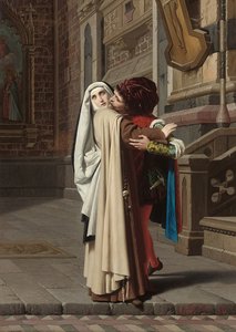 De omhelzing van Fra Filippo Lippi en Lucrezia Buti, 1871 door Gabriele Castagnola