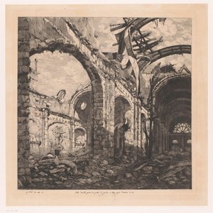 Ruïne van de Salle des pas perdus in Parijs na de brand van 1871 door Gabrielle Marie Niel