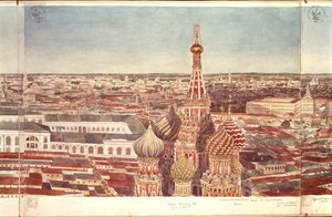 Panorama van Moskou, met de Sint-Basiliuskathedraal, 1819 door Gadolle