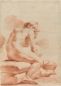 Een Jonge Man die Zich Warmt bij een Vuurkorf door Gaetano Gandolfi