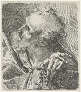 Kop van een heilige met rozenkrans door Gaetano Gandolfi
