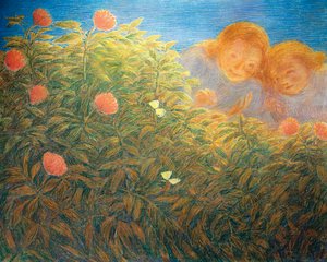 Bloemen en vlinders door Gaetano Previati