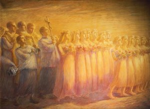Begrafenis van een maagd door Gaetano Previati