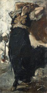 De vrouw van de kunstenaar als Turkse danseres