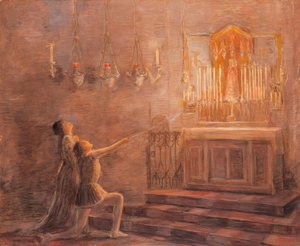 Ugo en Parisina in de Kapel van Loreto door Gaetano Previati