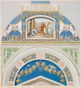 Lunet en gewelfveld met Abraham en de drie engelen door Gaetano Savorelli