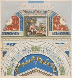 Lunet en gewelfveld met Adam en Eva aan het werk. 1774 door Gaetano Savorelli