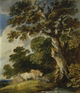 Een boslandschap met vee en herders door Gainsborough Dupont