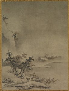 Chinese dienaar die in de regen loopt, 1500s