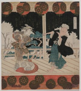 De Dans in Furuichi voor de Hisagataya Groep door Gakutei Harunobu