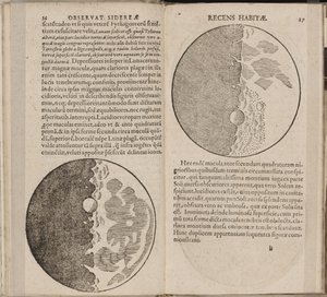 Blad uit het boek Sidereus Nuncius Sidereale Boodschapper van Galileo Galilei, 1610 door Galileo Galilei