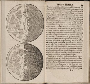 Blad uit het boek Sidereus Nuncius Sterrenbode door Galileo Galilei, 1610 door Galileo Galilei
