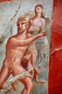 Detail van een fresco van het College of Sacellum des Augustales, Herculaneum (fresco)