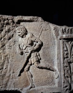 Gallisch-Romeinse kunst: stele die een gladiator voorstelt