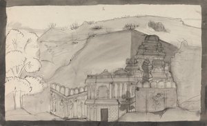 Interieur van een Ellora-grottempel