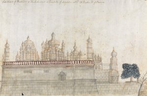 Zijaanzicht van Bulliter of Bulishwur, een tempel van Mahdew door Gangaram Chintaman Tambat