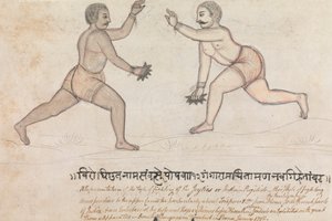 Twee Jeyties die Vechten door Gangaram Chintaman Tambat