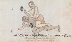 Twee Jeyties worstelen door Gangaram Chintaman Tambat