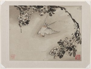 Vingerverf, uit een album van tien door Gao Qipei