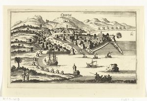 Gezicht op Chios door Gaspar Bouttats