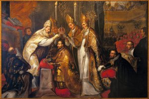 Kroning van keizer Karel V in Bologna door paus Clemens VII door Gaspar De Crayer