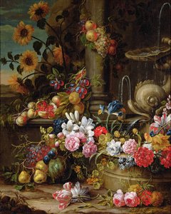 Stilleven van Fruit en Bloemen door Gaspar Pieter II Verbruggen