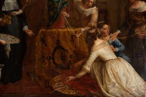 Parochiekerk (Eglise Saint-Brice). De Aartshertogin Isabel van Spanje geeft haar sieraden aan de basiliek Saint-Martin van Halle. Gaspar de Crayer door Gaspar De Crayer