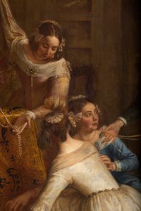 Parochiekerk Saint-Brice. Schilderij "De aartshertogin Isabel van Spanje schenkt haar sieraden aan de basiliek van Sint-Martin van Halle". Gaspar de Crayer. door Gaspar De Crayer
