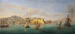 Uitzicht op Napels vanaf de zee door Gaspar van Wittel