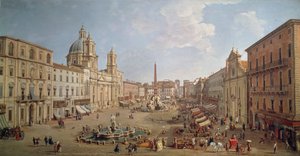 Uitzicht op Piazza Navona, schilderij door Gaspar van Wittel of Gaspare Vanvitelli (1652 of 1653-1736), olieverf op doek, Italië door Gaspar van Wittel