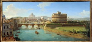 Uitzicht op het Kasteel van Sint Angelo in Rome door Gaspar van Wittel