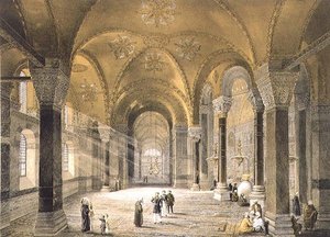 Haghia Sophia, plaat 5: de noordelijke ingang, gegraveerd door Louis Haghe, gepubliceerd 1852 door Gaspard (after) Fossati