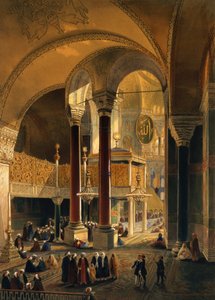 Haghia Sophia, plaat 8: de Keizerlijke Galerij en doos, gegraveerd door Louis Haghe, gepubliceerd 1852