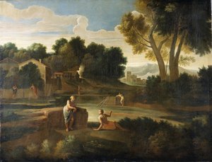 Klassiek landschap met figuren door Gaspard Poussin Dughet