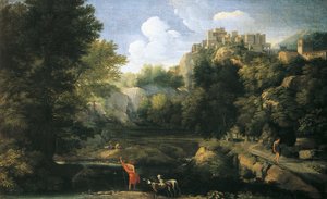 Rivierlandschap met herder door Gaspard Poussin Dughet