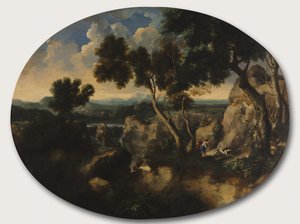 Rotsachtig Landschap met Jagers, ca. 1635