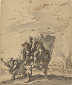 Aeneas draagt Anchises uit het brandende Troje